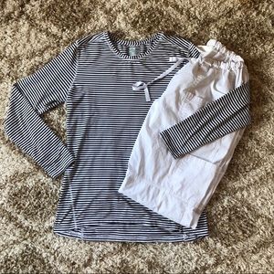 { Med Couture } Striped White Scrub Set